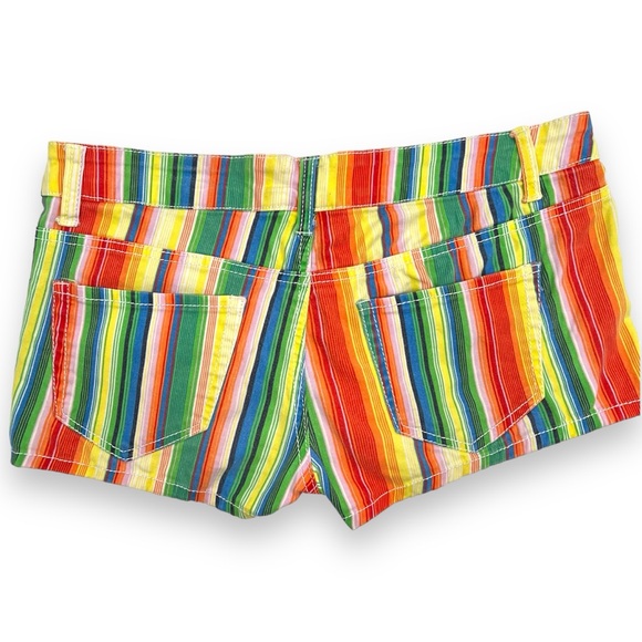 Something Trickie Bright Rainbow Stripe Mid Rise 2" Shorts Size 11 34X2 - Picture 2 of 7